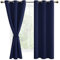 DWCN Navy Blue Blackout Curtains with Tiebacks for Bedroom Thermal Insulated Solid Eyelet Curtains for Living Room,2 Panels,46 Wide x 72 Drop