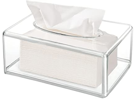Discoball Tissue Box Clear Tissue Holder Rectangular Napkin Dispenser Tissue Box Cover, Acrylic Tissue Storage Box for Home, Bathroom, Table, Office