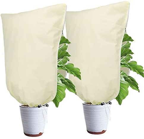 Verdenu 2 Pezzi 100 * 80CM Cappuccio Protezione Piante, 80g/㎡ Copertura Piante Tessuto Non Tessuto, Telo Antigelo per Piante, con Cerniera e Corda di Estrazione per prevenire Insetti, Neve e Freddo