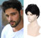 Becus Men's Short Wigs for Men, Black Wig with Side Buckles, Layered Synthetic Hair for Halloween, Cosplay, Anime, Party, Male Wigs