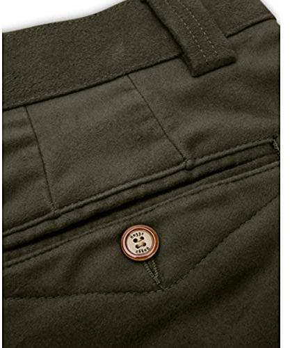 Hoggs of Fife Carrick Stretch Technical Moleskin Trouser Olive - Teflon Coated (Blue Sign), Classic Four Pocket Styling, Brass Zip