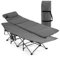 COSTWAY Feldbett Klappbar, Campingbett mit Matratze, Kissen und Seitentasche, tragbares Campingliege bis 200 kg belastbar, inkl. Tragetasche, Klappbett für Camping, Strand, Grau