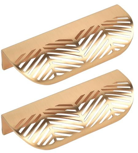 TopHomer Türgriffe, 117 mm x 44 mm, blattförmige Griffe für Küchenschrank, Schublade, Schrank, Hardware, dekorative Möbelknäufe, 2 Stück