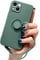 Pepmune Compatible with iPhone 13 Case Liquid Silicone with Ring Holder Kickstand Magnetic Car Mount Detachable Wrist Strap Shockproof Soft Protective Cover-Blackish green