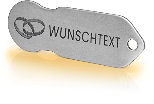 Einkaufswagenlöser Personalisiert mit Ehering Motiv/Schlüsselanhänger mit Gravur & Schlüsselfundservice/Einkaufswagenauslöser/Einkaufschip zum Rausziehen/Geschenk zur Verlobung oder Hochzeit