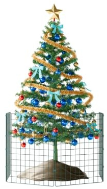 Present Protector Xmas Tree Fence Pet Guard, Christmas Tree Protector from Dogs, Pet-Safe Barrier to Protect Christmas Decorations 75m High x 50cm Wide 2 Panels