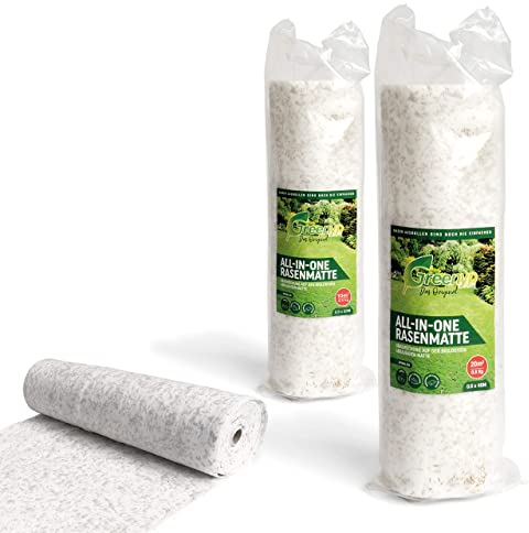 Greenyp® All-In-One Grassamen Matte, biologisch abbaubare Rasenmatte, Rasensamenmatte, Rollrasen, Rasenrolle, Rasenvlies, Matte mit integrierten Rasensamen, schnellkeimend, 0,5m x 200m (100m²) [SET]