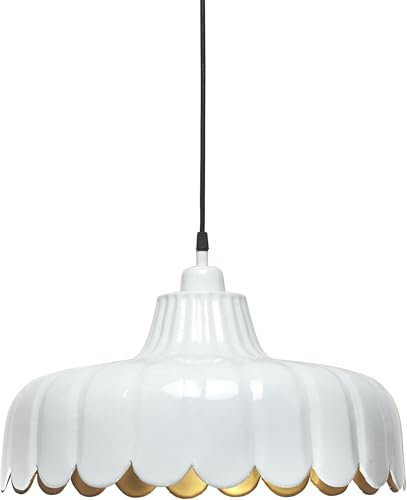 PR Home of Scandinavia Wells Pendelleuchte im Blumen-Design, Weiß & Gold, E27, 45x160 cm Luxuriöse skandinavische Blumen Hängelampe für Wohnzimmer, Schlafzimmer, Esszimmer, Büro und Flur
