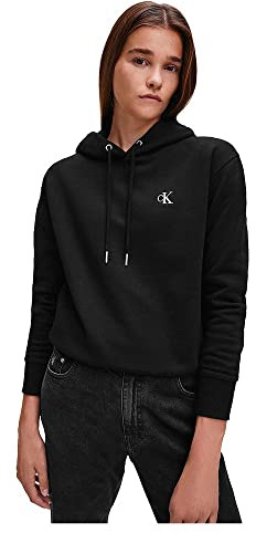 Calvin Klein Damen Sweatshirt Ck Embroidery mit Kapuze, Schwarz (Ck Black), XXL