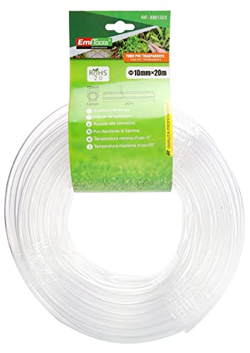 Tubo Flessibile in PVC, Diametro Interno 10mm Esterno 12mm, Trasparente Tagliabile, Silicone, Per Serbatoio e Acquario (20M Ø10/12mm)