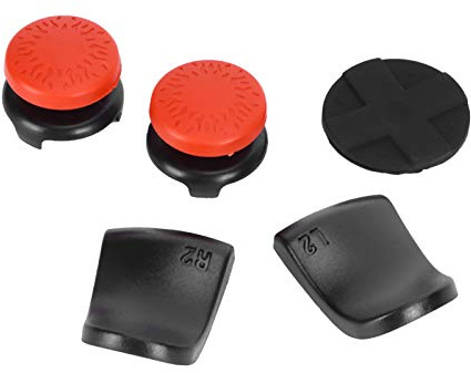 Vomeko Controller PS5 Thumbstick Grip Key Joystick Cap L2 R2 Trigger Extender 5 in 1, accessorio antiscivolo per gamepad, accessorio per controller PS5 (rosso)
