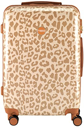 Princess Traveller Animal Print - Reisekoffer - Leopard - Mittel - 66 cm - Doppelräder (Creme, Mittel Reisekoffer)