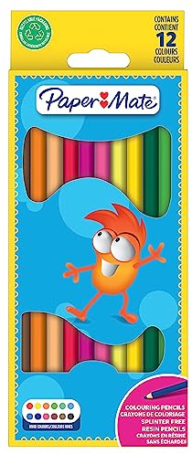 Paper Mate Buntstifte für Kinder | bereits angespitzt | farblich sortiert | 12 Stück