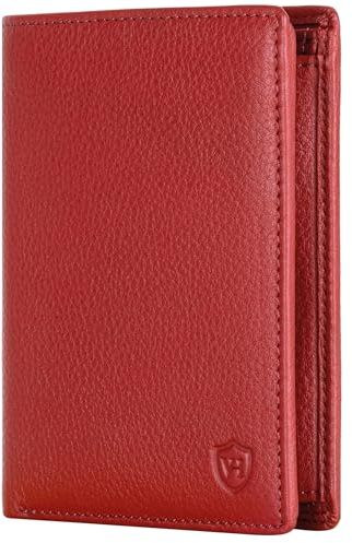 VON HEESEN Leder Geldbörse RFID Schutz I Echtleder Geldbeutel für Damen & Herren I Portemonnaie Brieftasche Wallet Portmonee (Rot)