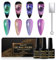 Shining She Cat Eye Gel Nail Polish, 4 Colours Magnetic Gel Nail Polish with Magnet Soak-Off UV/LED Chameleon Holographic Cat Eye Gel Polish for Nail Art Salon DIY Home, 8ML