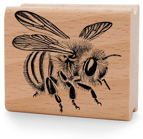 NEWSTAMPS Stempel Biene filigran Motivstempel groß aus Holz & Gummi zum Karten und Geschenke basteln, Holzstempel für Tiere, Tierstempel, Scrapbook, Textilstempel, Deko, Kinder