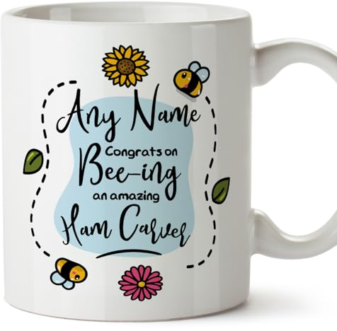 MUGFFINS Personalised Mug for HAM Carver - in English - Thanks for Beeing - Funny Custom Gift for Colleagues - Ceramic 11oz Mug