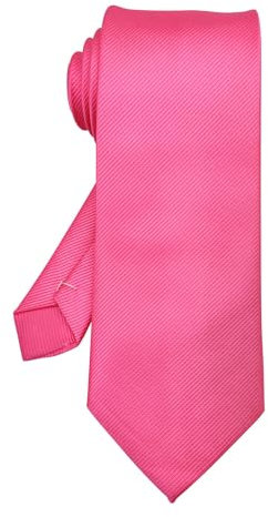 Peslogy Classic Mens Solid Ties Formal Neck Tie for Business Wedding Interview Office Wear - Rose