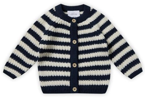 Stellou & friends Cardigan-Strickjacke für Mädchen und Jungen | Hochwertige Baby-Kleidung aus 100% Baumwolle | Gr. 74/80 - Stripes