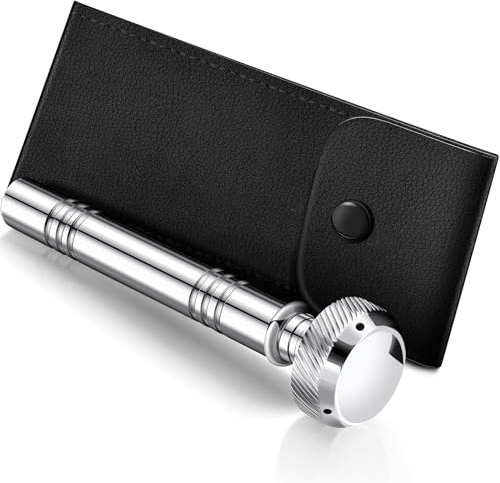 Vesici Pocket Weihwassersprinkler Aspergillum mit Lederetui, silber | Religiöser Spender aus Edelstahl, 12,7 cm, tragbares Aspergillum, christliche Zeremonie, Ledertasche im Lieferumfang