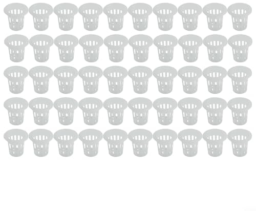 50 macetas hidropónicas de malla para plantar, vasos de red de plástico para jardín, macetas de orquídeas transparentes con ranuras para el hogar, jardín, balcón, vegetales y flores (A)