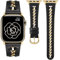 TOYOUTHS Lederarmbänder kompatibel mit Apple Watch Armband 41/40/38/42mm Damen, Elegant Dressy Leder Armbänder mit Ausgehöhltes Kettenarmband für iWatch 10/9/8/7/6/5/4/3/2/1/SE, Schwarz/Gold
