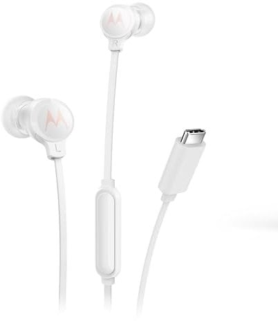 Motorola Sound Earbuds 3C-S Cuffie intrauricolari con microfono, vestibilità comoda, chiamate in vivavoce, suono ad alta definizione, design sicuro, connettore USB-C, bianco