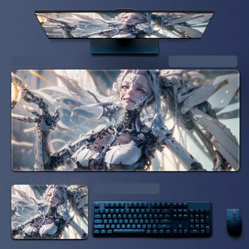 E-Sports Tapis de souris de jeu, grand tapis de souris avec base en caoutchouc antidérapant, tapis de bureau avec bords cousus (27)