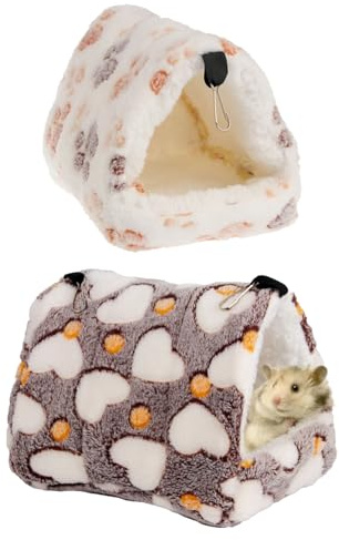 EHDWXVZM 2 Morceaux de nid de Hamster, Maison de Hamster, cachette de Hamster, Grotte Chaude, Cage de cobaye, Petite Tente abri pour Animaux de Compagnie, hamac de cobaye