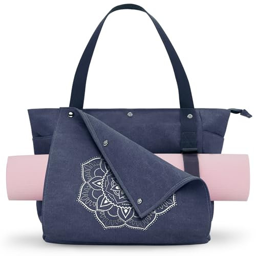 Gonex Yogatasche, Yogamatte Tasche mit Mehreren Taschen für Damen und Herren, Canvas wasserdichte Tote Einkaufstasche, Matte Einfach Herausnehmen für Pilates, Reisen, Training, Büro