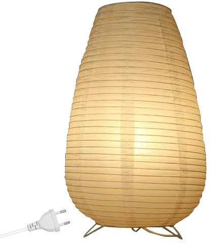 Pantalla de papel de arroz, lámpara de mesa de papel blanco, lámpara de mesita de noche, lámpara de pie, lámpara de mesa con casquillo E14, interruptor y bombilla, lámpara colgante redonda, pantalla