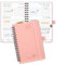 POPRUN Taschenkalender 2025 2026 Klein (Aug.2025-Dez.2026) Ringbuch mit Softcover, ca. A6 (16 x 10,5 cm), terminplaner 2025 2026 Klein 1 Woche 2 Seite mit Plastiklineal - Rosa
