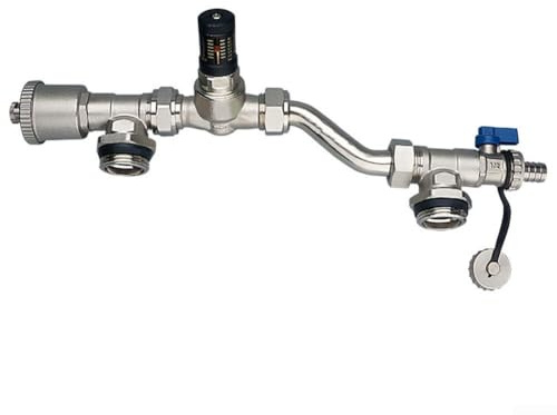Messing-Differenzdruck-Bypass-Ventil, 210 mm Differentialrohranschluss-Druckventil für Fußbodenheizung, Krümmer, Heizung, effizientes Wassermanagement (Silber)