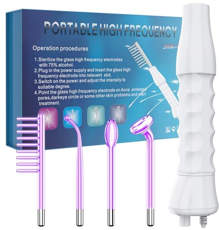 Blayram High F-requency Wand, Portable Light Therapy High F-requency Facial Skin Tightening Wand Machine, 4 Violet Glass Tubes for Acne,Wrinkle,Anti Aging,Hair (Purple)