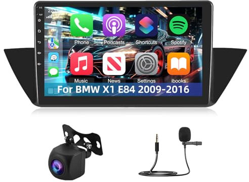 [2+64G] Android Autoradio für BMW X1 E84 2009-2016 mit Wireless CarPlay & Android Auto, 10,1 Zoll Touchscreen, unterstützt WiFi, GPS Navigation, Bluetooth, FM RDS, EQ, Split Screen