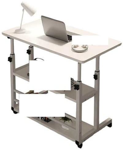 LFYDYKJ Betttisch Mit Rollen Höhenverstellbarer Computertisch mit rollenden Rädern, mobiler rollender Arbeitstisch, Laptoptisch aus Holz, Aufbewahrungsregal for das Heimbüro FüR Wohnzimmer