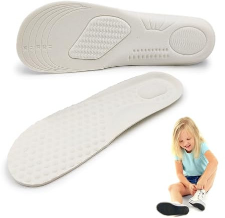 Plantillas ortopédicas para niños recortables (31-36) con soporte de arco plantar y elevador de talón, plantilla transpirable de espuma de látex para pies planos y absorción de golpes