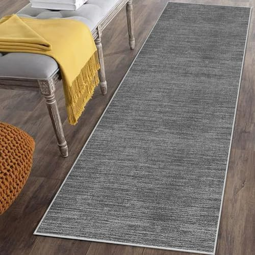 Läufer Teppich für Flur Lang Rutschfest 40 x 200 cm Grau Küchenläufer Teppich Läufer für Küche Waschbar Teppichläufer Flur Teppich Küchenteppich Schmutzfangmatte für Eingang Wohnzimmer Schlafzimmer