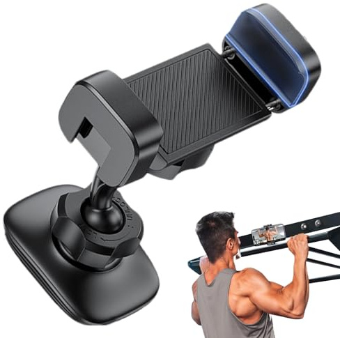 Generisch Magnetic Phone Mount, Heavy Duty Phone Clamp with Strong Magnet Base, Gym Workout Cell Stand for Smartphones, Motorcycles, Tractor, Fitness and Training Use, 2.5-4.5 Inches