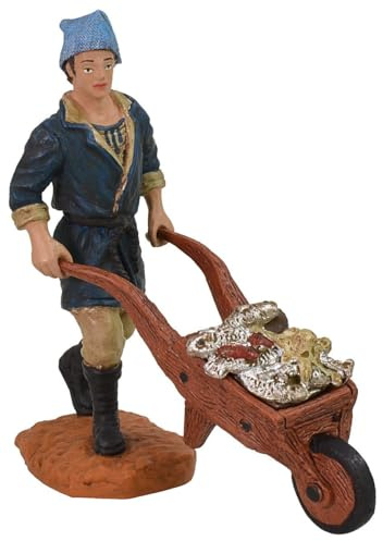 Generico Man with Fish Wheelbarrow cm 10 Oliver