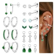 Kakonia Ohrringe Gold Silber Chirurgenstahl Piercing Ohr Hypoallergene Helix Piercings Medizinische Silber Ohrringe Damen Frauen 14K Vergoldet Ohrstecker Creolen Set Herz Conch Helix Tragus Piercing