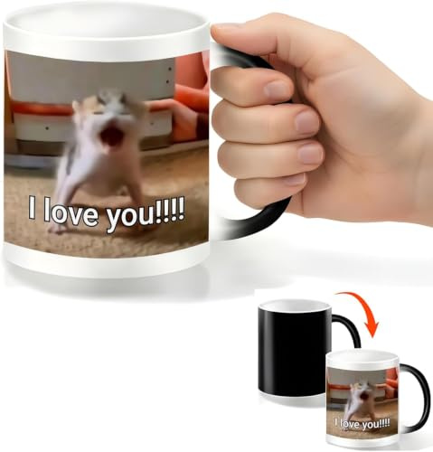 Zaubertasse l love u Lustige Tassen mit Thermoeffekt Becher mit Farbwechse | Geschenke für Männer Kaffeebecher Geburtstagsgeschenk Freundin Geschenk Tasse Lustig Kaffeetasse Bedrucken Männergeschenke