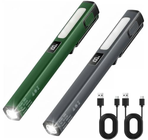Pavlleen 2 lámparas LED para bolígrafo, luz de trabajo COB con 6 modos | recargable, portátil, para camping, reparación, inspección, emergencias, lámpara de taller