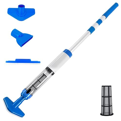 Bostar Aspirateur de Piscine sans Fil avec Manche Télescopique, 3 en 1 Débit d'Aspiration 20L/Min Nettoyeur de Piscine Batterie pour Petites Piscines Spas