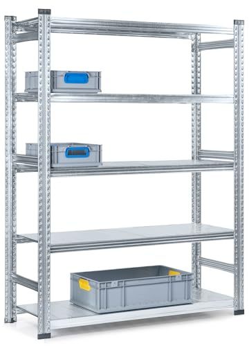 GEWE LAGERTEC Fachbodenregal SUPER K – modulares Steckregal, höhenverstellbar, erweiterbar, werkzeugfreie Montage, stabiles Lagerregal für Werkstatt & Lager, 127 × 46 × 171 cm