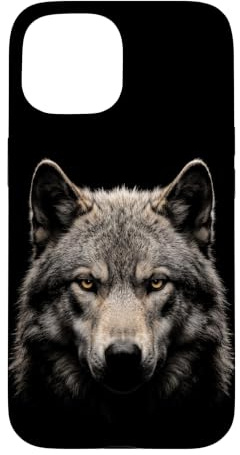 Hülle für iPhone 15 Dire Wolf Face Mondlicht Wald Wildtiere Natur Dire Wolf