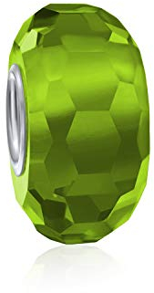 Bling Jewelry Sólido Translúcido Verde Lima Facetado De Cristal De Murano .925 Plata Esterlina Núcleo Espaciador De Cuentas Se Ajusta Pulsera Europea Encanto Para La Mujer Adolescente