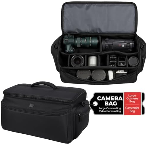 Extra Large Soft Padded Camcorder Equipment Bag/Case For Canon XA10, XA20, XA25, XH-G1s, XL2 & More. + eCostConnection Microfiber Cloth