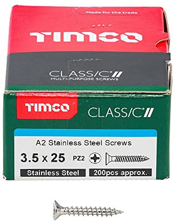TIMCO Classic Multi-Purpose Screws - 3.5 x 25 - A2 Stainless Steel - Box of 200