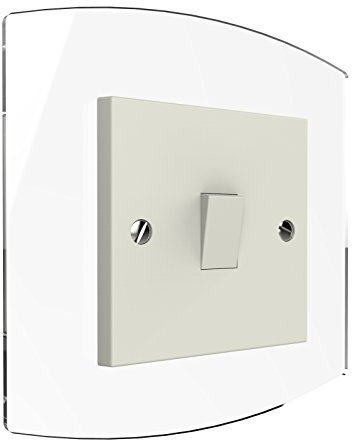 Displaypro Curved Single, Double Light Switch Surround Acrylic Finger Plate Panel Plug Socket (Clear - Single)